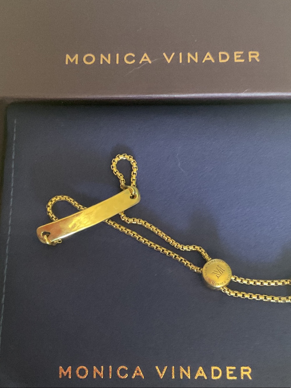 MONICA VINADER Gold ID Bar Sliding Chain Bracelet - Picture 3 of 3